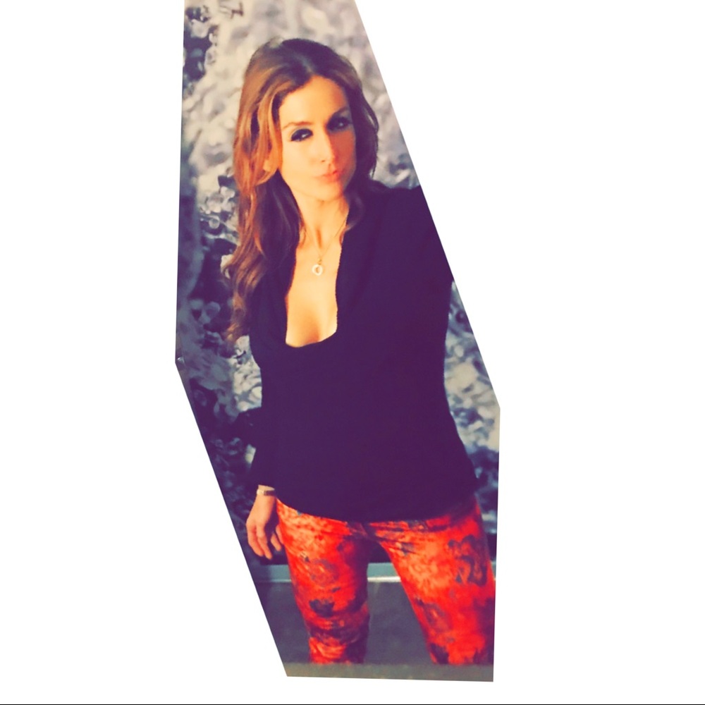 Free People velvet jean red multi print sz 4